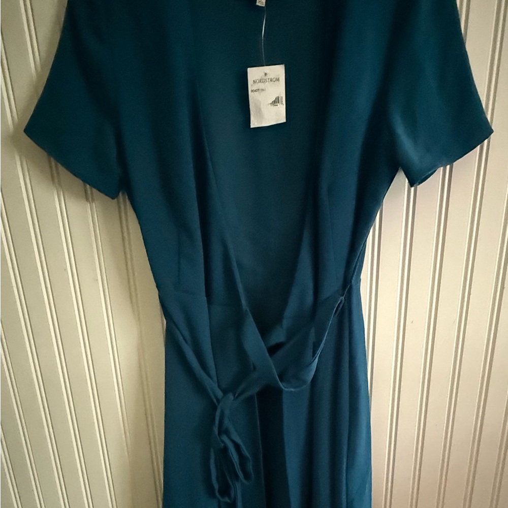 Charles Henry Teal Midi Dress